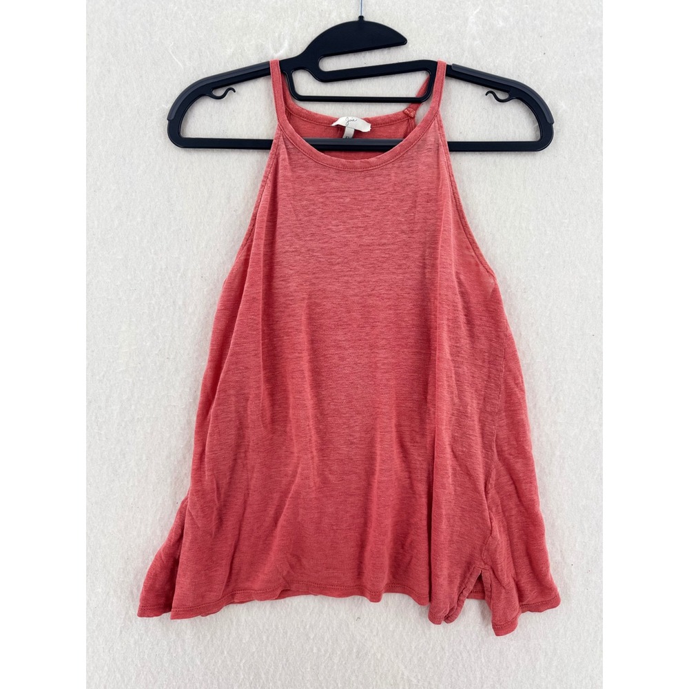 Joie - Tank Top 100% Linen High Neck Slub Knit - Coral‎ Pink - XS - Women